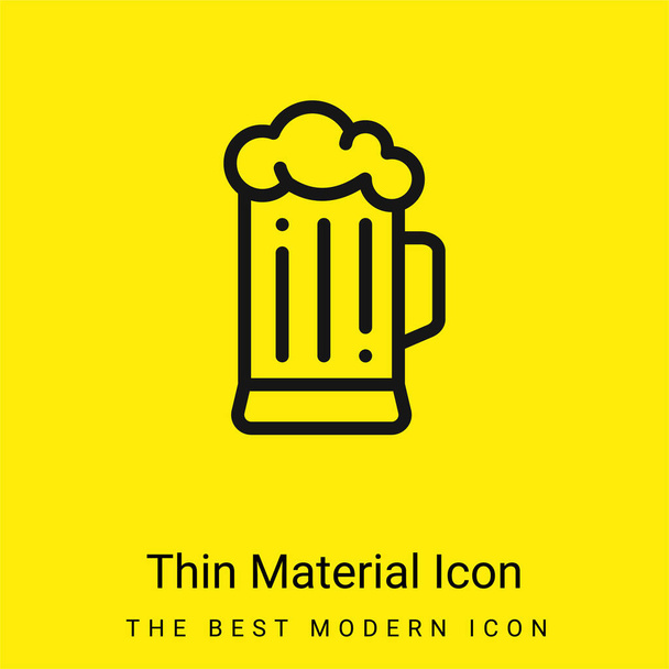 Cerveja mínima ícone material amarelo brilhante - Vetor, Imagem