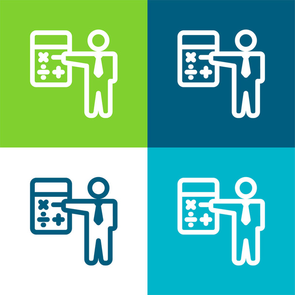 Accountant Set icona minimale a quattro colori piatto - Vettoriali, immagini