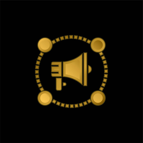 Marketing afiliado chapado en oro icono metálico o logotipo vector - Vector, imagen