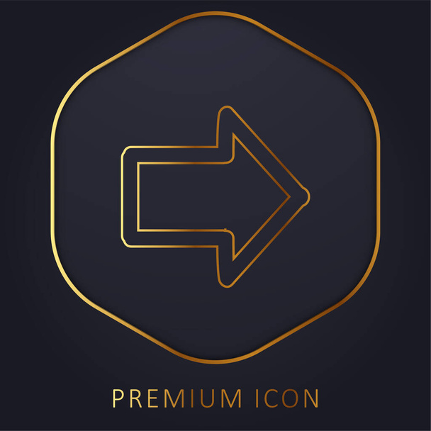 Flecha que apunta a la mano derecha dibujado símbolo de la línea de oro logotipo premium o icono - Vector, Imagen