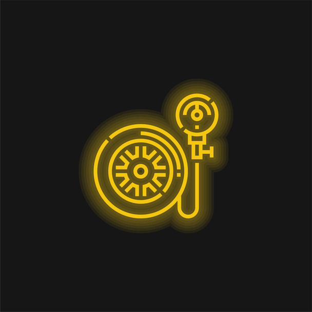 Pompa powietrzna żółta świecąca ikona neonu - Wektor, obraz