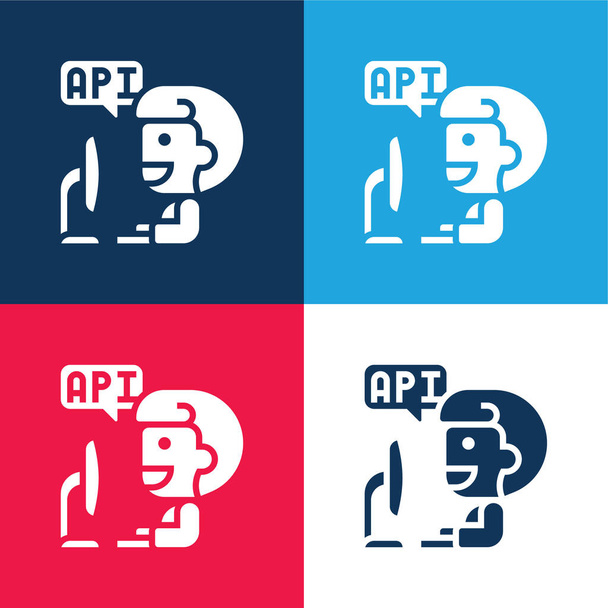 Applicazione blu e rosso set di icone minime a quattro colori - Vettoriali, immagini