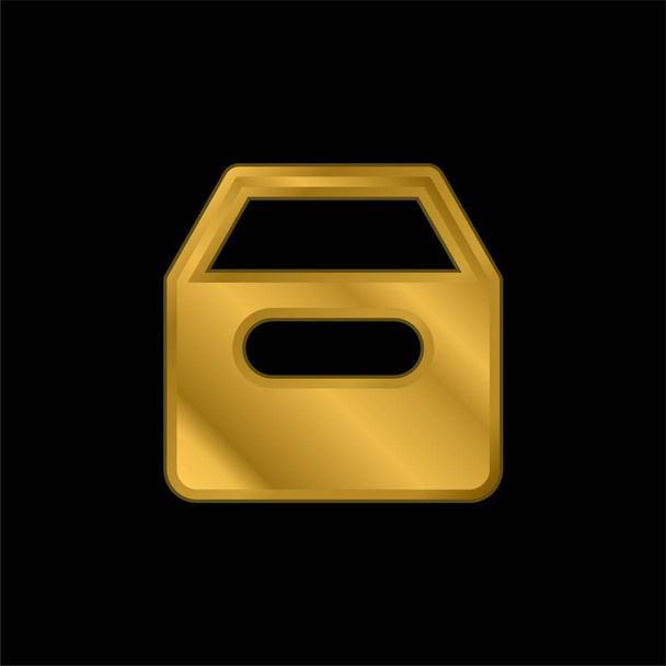 Altın kaplama metalik simge veya logo vektörünü arşivle - Vektör, Görsel