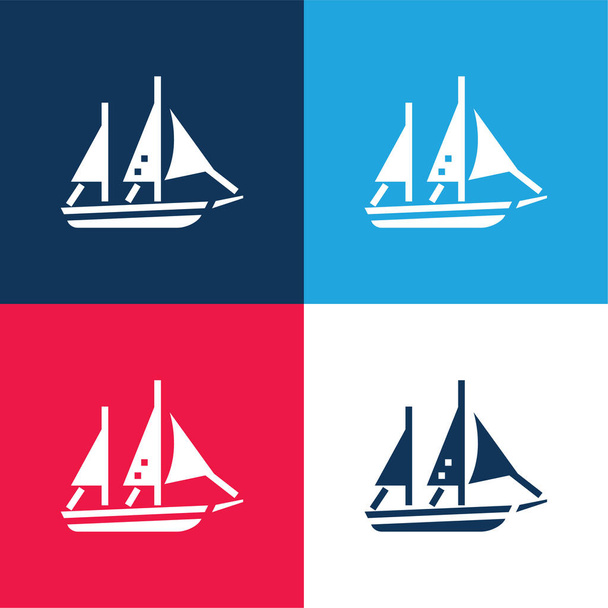 Vene sininen ja punainen nelivärinen minimaalinen kuvakesarja - Vektori, kuva