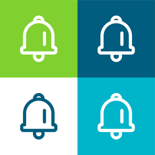 Bell Flat conjunto de iconos mínimo de cuatro colores - Vector, imagen
