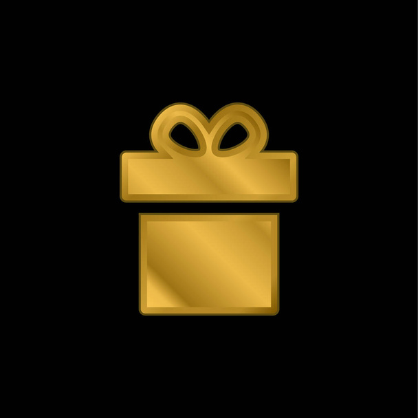 Cumpleaños Presente chapado en oro icono metálico o logo vector - Vector, Imagen