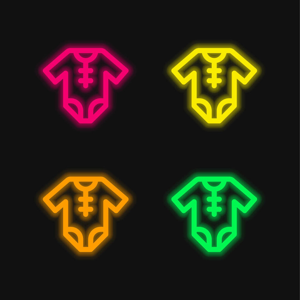 Baby Kleding vier kleuren gloeiende neon vector pictogram - Vector, afbeelding