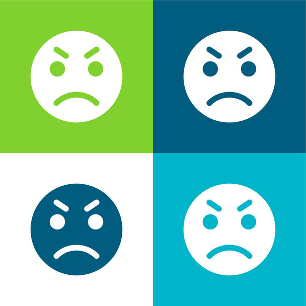 Anger Flat conjunto de iconos mínimos de cuatro colores - Vector, Imagen