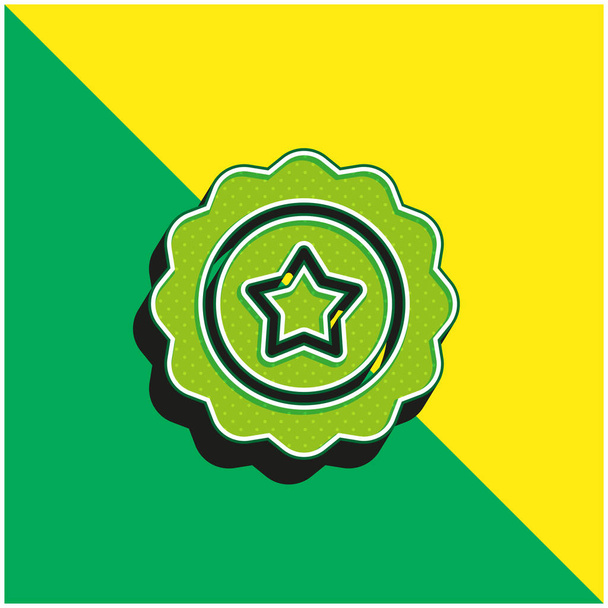 Badge Groen en geel modern 3D vector icoon logo - Vector, afbeelding
