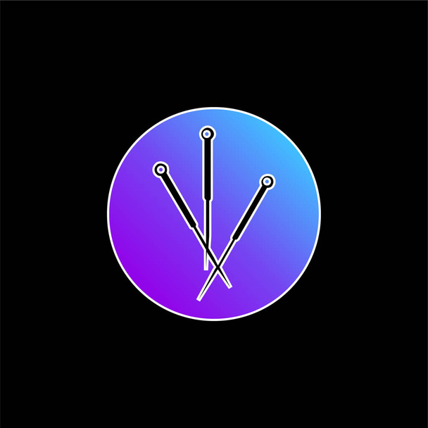 Agulhas de acupuntura em um ícone de vetor gradiente azul de círculo - Vetor, Imagem