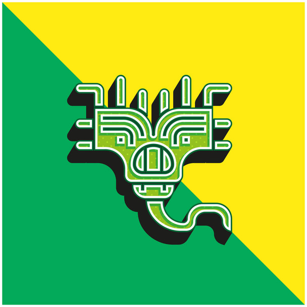 Alien Verde e amarelo moderno logotipo vetor 3d ícone - Vetor, Imagem