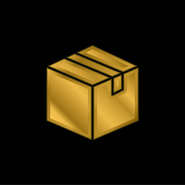 Caixa banhado a ouro ícone metálico ou vetor logotipo - Vetor, Imagem