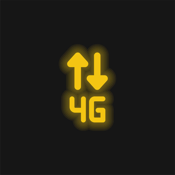 4g yellow glowing neon icon - Vector, Image