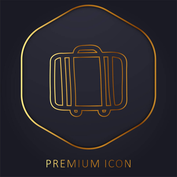 Zavazadlový kufřík ručně nakreslený obrys z bočního pohledu zlatá čára prémie logo nebo ikona - Vektor, obrázek