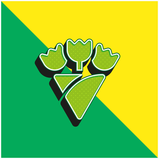 Bouquet Logo vectoriel 3d moderne vert et jaune - Vecteur, image