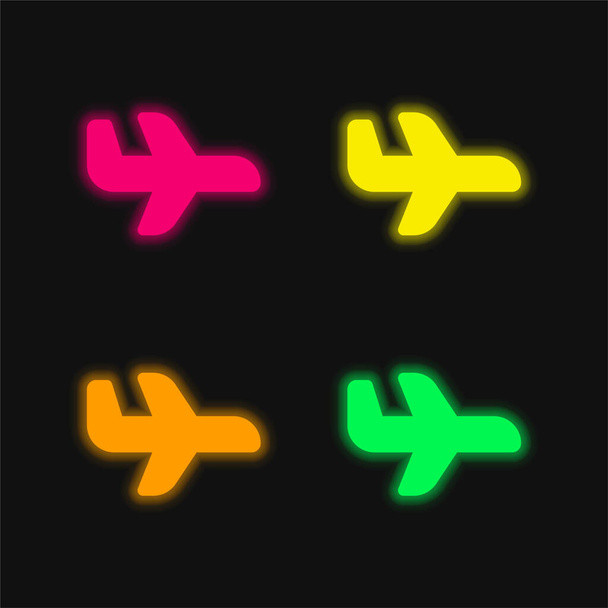 Uçan dört renkli neon vektör simgesi - Vektör, Görsel