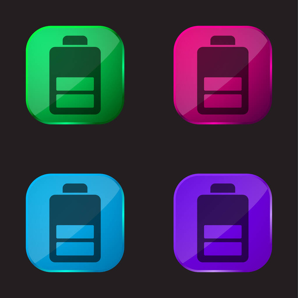 Akkumulátor négy színű üveg gomb ikon - Vektor, kép