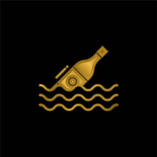 Bottle gold plated metalic icon or logo vector - Vector, Image