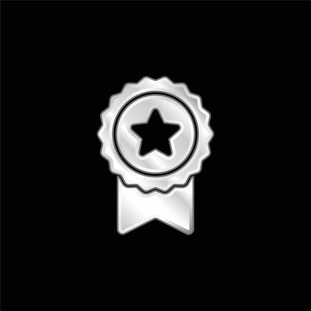 スターシルバーメッキの金属アイコン付きバッジ - ベクター画像