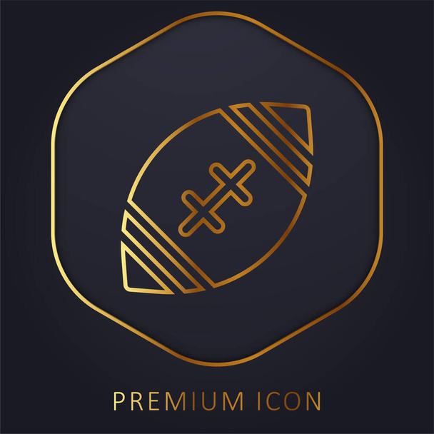 Fútbol americano línea dorada logotipo premium o icono - Vector, Imagen