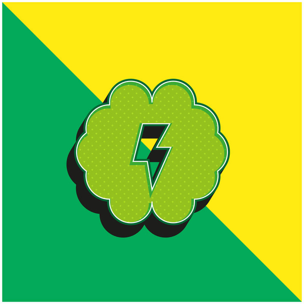 Зелений мозок і жовтий сучасний 3d векторний логотип ікони - Вектор, зображення