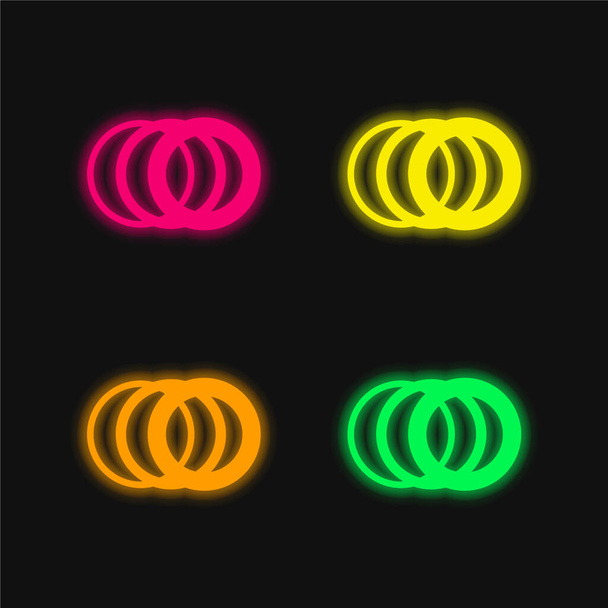Bilbao Metro Logoları 4 renkli neon vektör simgesi - Vektör, Görsel