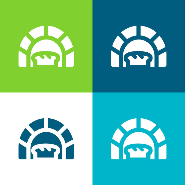 Kenyérsütő Lapos négy szín minimális ikon készlet - Vektor, kép