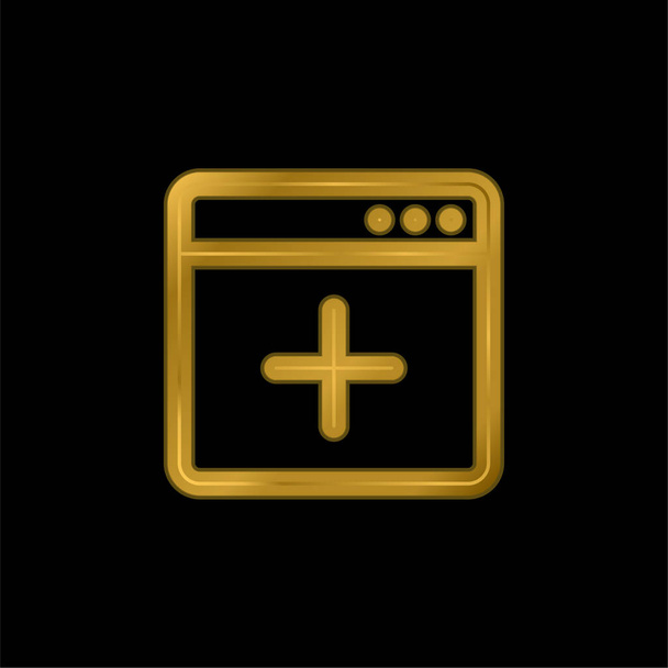 Adicionar Janela banhado a ouro ícone metálico ou vetor logotipo - Vetor, Imagem