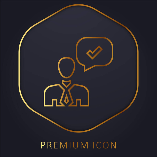 Jóváhagyott arany vonal prémium logó vagy ikon - Vektor, kép