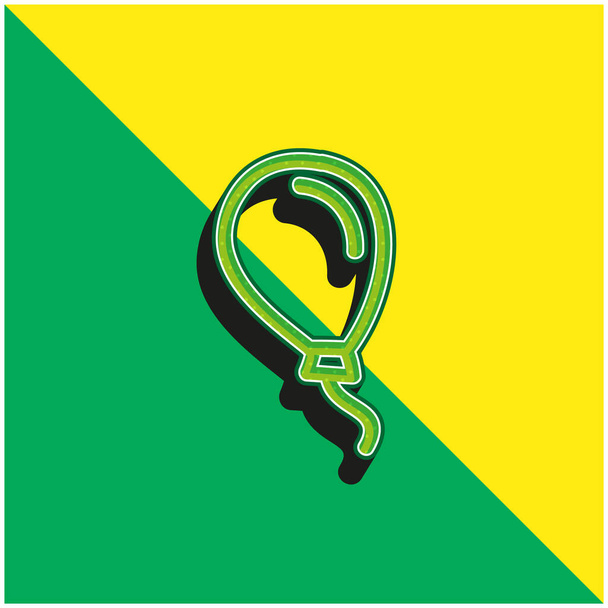 Воздушный шар ручной рисунок Контур Зеленый и желтый современный 3D логотип векторной иконки - Вектор,изображение
