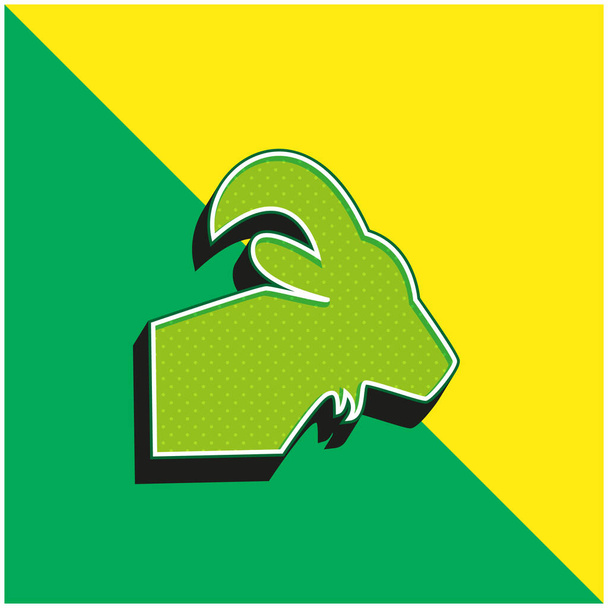 Κριός Ζώδιο Σύμβολο Σύμβολο Πράσινο και κίτρινο σύγχρονο 3d διάνυσμα εικονίδιο λογότυπο - Διάνυσμα, εικόνα