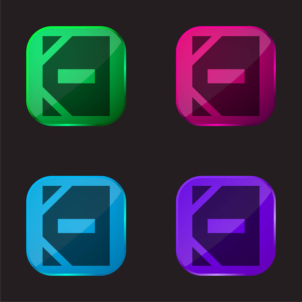 Agenda icône de bouton en verre quatre couleurs - Vecteur, image