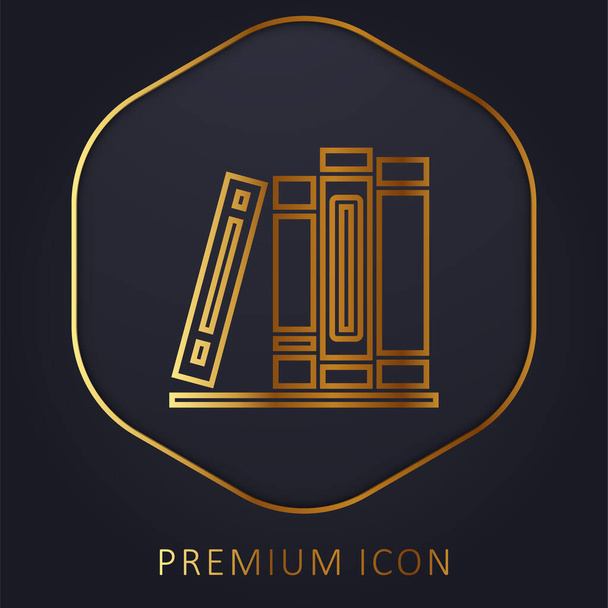 Libros línea dorada logotipo premium o icono - Vector, Imagen