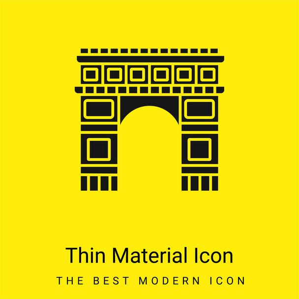 Arc De Triomphe minimaal helder geel materiaal icoon - Vector, afbeelding