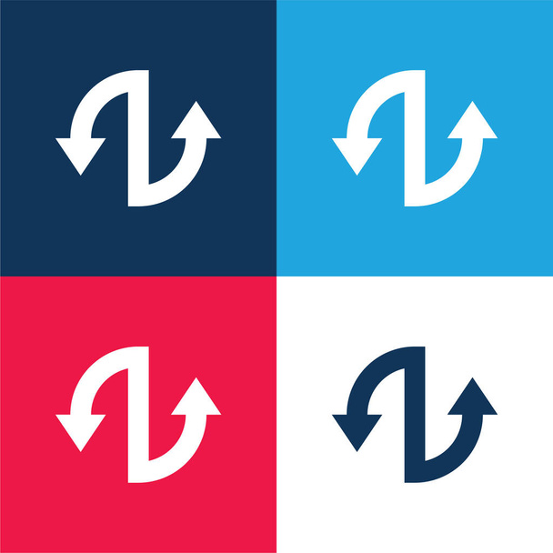 Pfeile blau und rot vier Farben minimalen Symbolsatz - Vektor, Bild