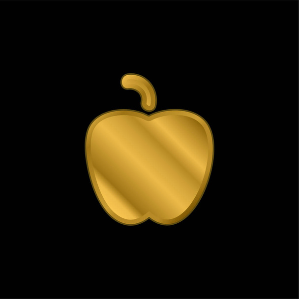Apple Black Shape gold plated metalic icon or logo vector - Vector, Image