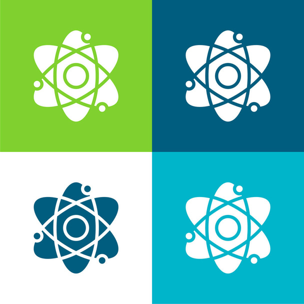 Atom Επίπεδη τεσσάρων χρωμάτων ελάχιστη σύνολο εικονιδίων - Διάνυσμα, εικόνα