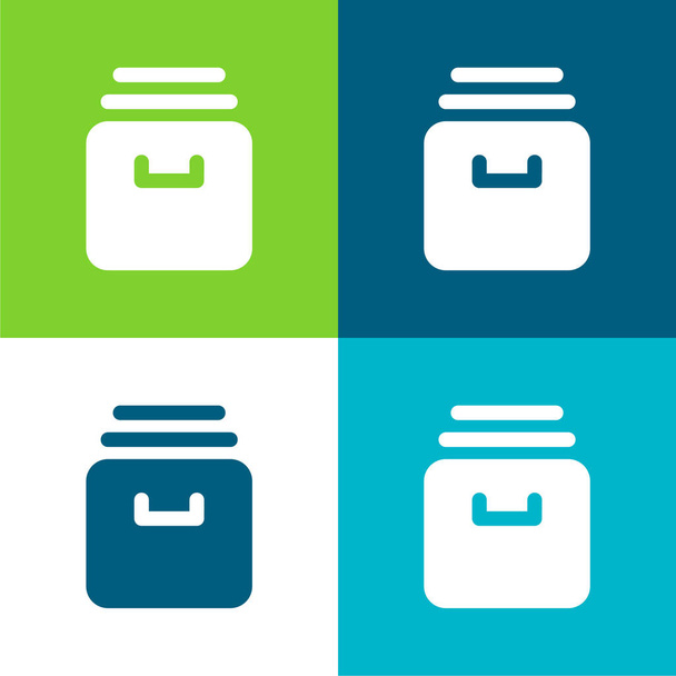 Archive Flat four color minimal icon set - Vector, Image