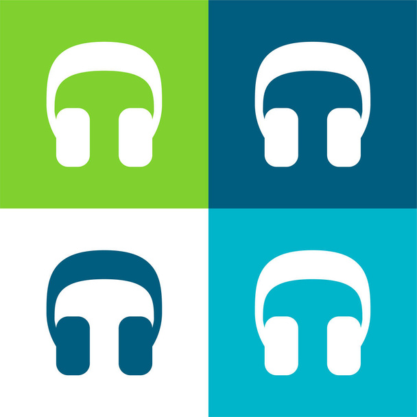Big Headphones Conjunto de ícones mínimos de quatro cores planas - Vetor, Imagem