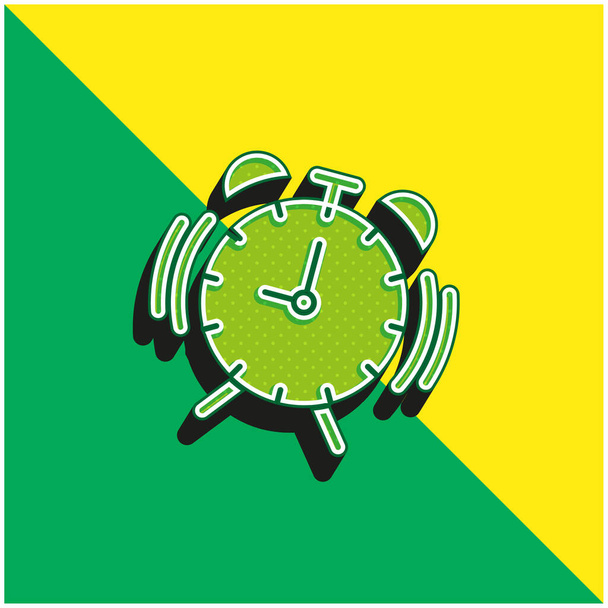 目覚まし時計緑と黄色の現代的な3Dベクトルアイコンのロゴ - ベクター画像