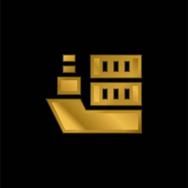 Hajó aranyozott fém ikon vagy logó vektor - Vektor, kép