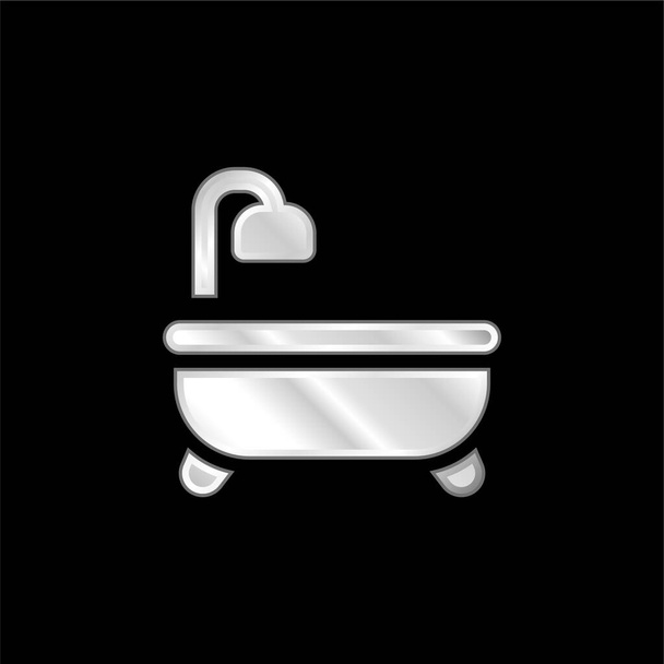 Banheira banhado a prata ícone metálico - Vetor, Imagem