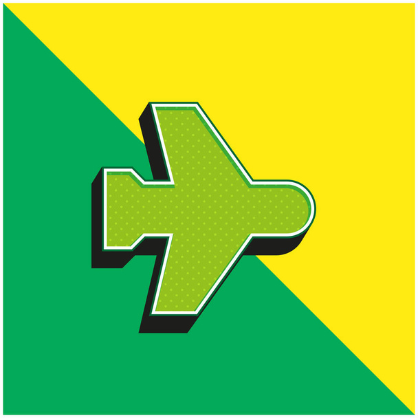Mode avion Logo vectoriel 3D moderne vert et jaune - Vecteur, image