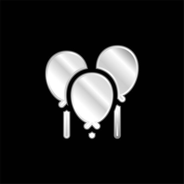 Balloons silver plated metallic icon - Vector, Image