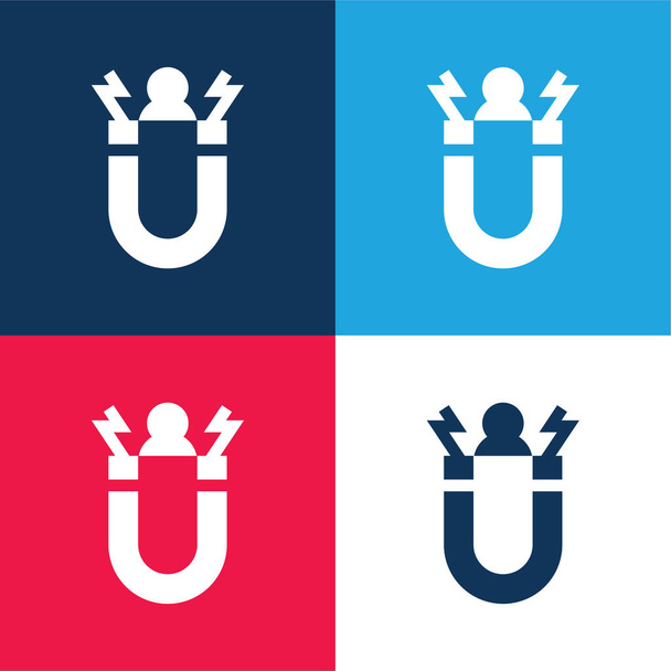 Atraia azul e vermelho conjunto de ícones mínimos de quatro cores - Vetor, Imagem