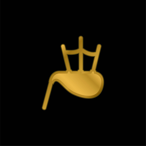 Bag Pipe gold plated metalic icon or logo vector - Vector, Image