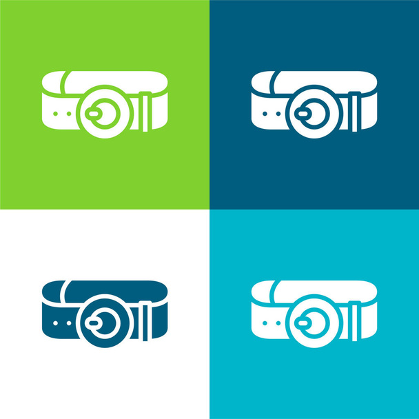 Cinturón Plano de cuatro colores mínimo icono conjunto - Vector, imagen