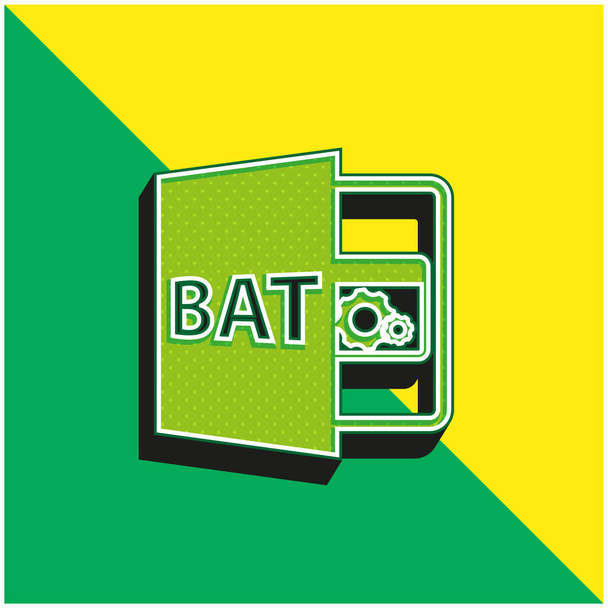 Bat File Format Symbol Green and yellow modern 3d vector icon logo - Vector, Image