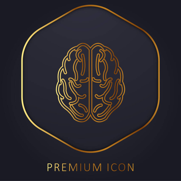 Logo o icona premium della linea dorata Brain Upper View Outline - Vettoriali, immagini