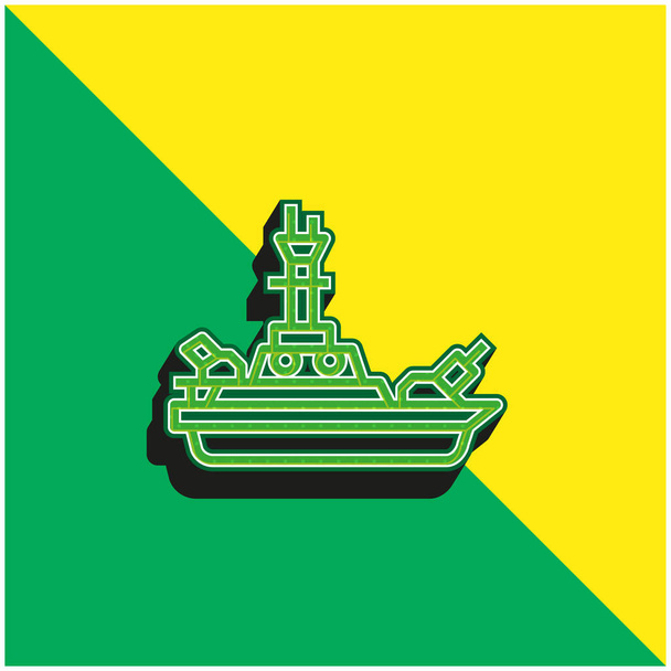 Cuirassé Logo vectoriel 3D moderne vert et jaune - Vecteur, image